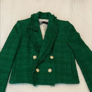 Zara Green Textured Blazer